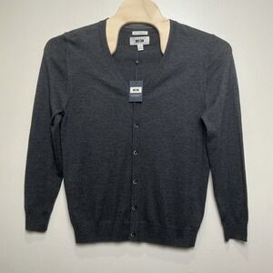 Joseph Abboud Cardigan Sweater Mens L Extra Fine Merino Wool Blend Gray NWT
